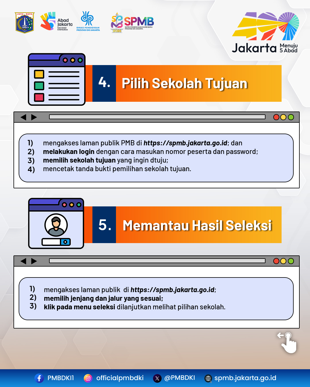 Pilih sekolag dan Hasil Seleksi